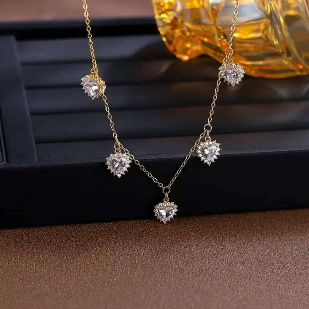 18K Gold Plated Diamond Heart Necklace